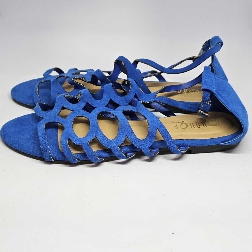 Size 7.5 | Rogue Helium Royal Blue Suede Open-Toe Sandals with Straps - Picture 3 of 5
